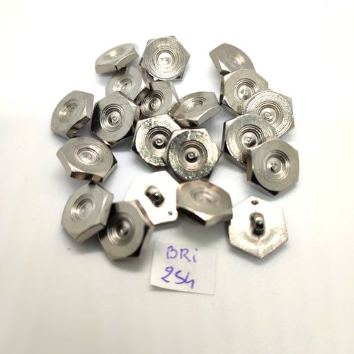 20 boutons en résine argenté - 15mm - bri254