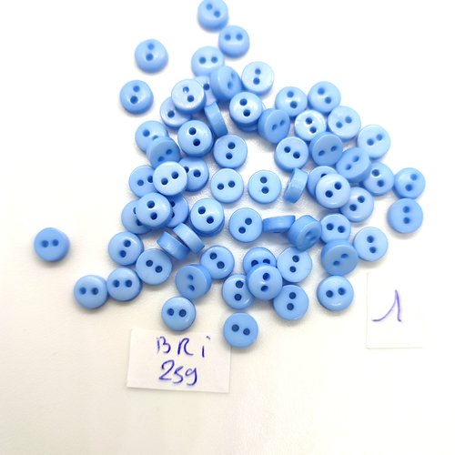 65 boutons en résine bleu clair - 6mm - bri259