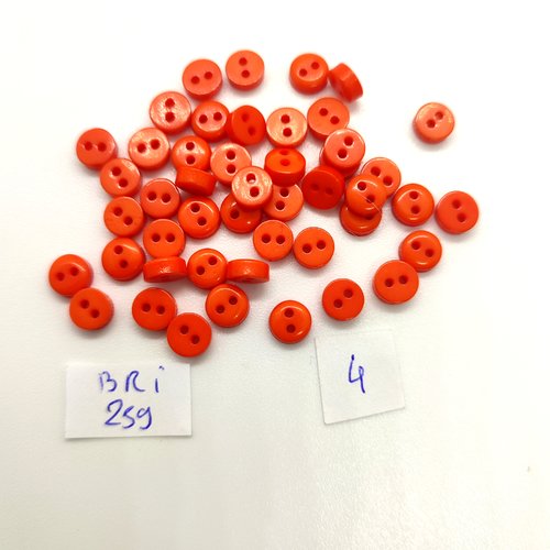 47 boutons en résine orange - 6mm - bri259