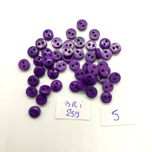 48 boutons en résine violet - 6mm - bri259