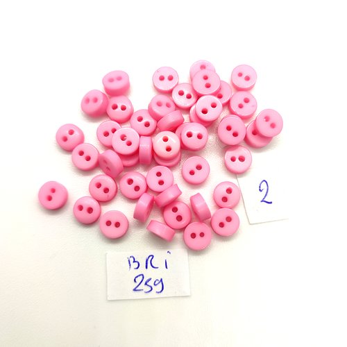 46 boutons en résine rose - 6mm - bri259