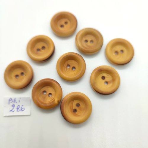 9 boutons en bois marron clair - 20mm - bri286