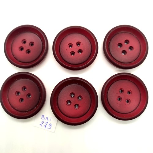 6 boutons en résine bordeaux - 35mm - bri279