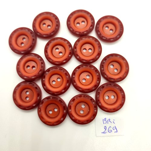 14 boutons en résine marron - 18mm - bri269