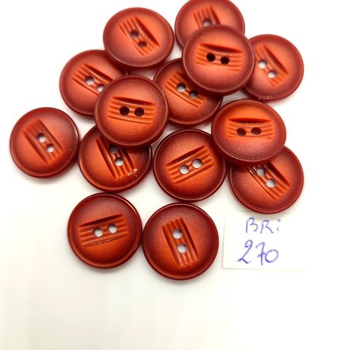 14 boutons en résine marron - 18mm - bri270