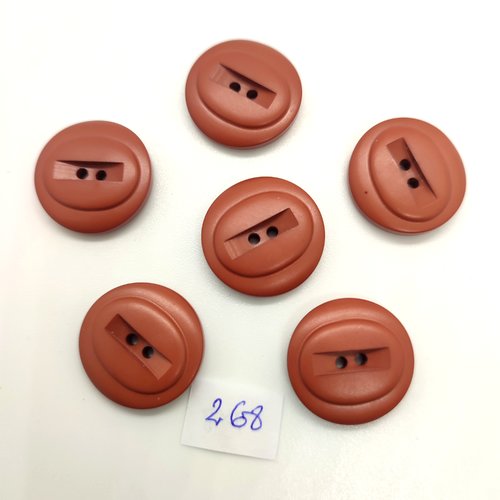 6 boutons en résine marron - 21mm - bri268