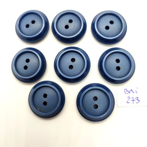 8 boutons en résine gris / bleu - 22mm - br273