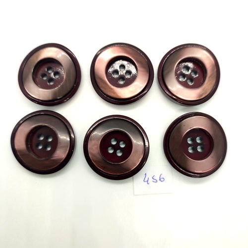 6 boutons en résine bordeaux foncé - 30mm - 456