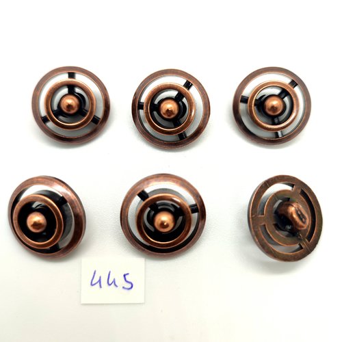 6 boutons en résine cuivre - 19mm - 445