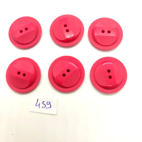 6 boutons en résine fuchsia - 22mm - 459