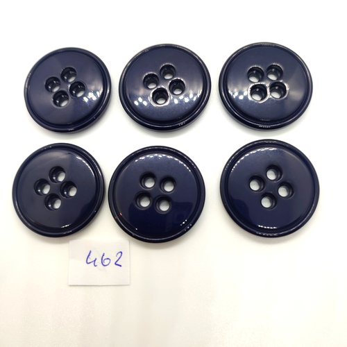 6 boutons en résine bleu foncé - 31mm - 462