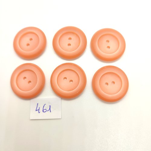 6 boutons en résine rose / orange - 21mm - 461