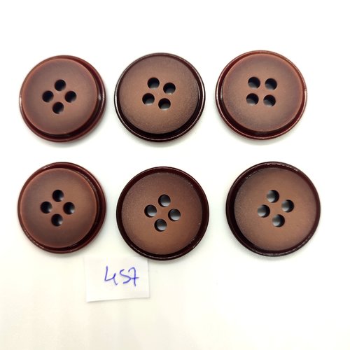 6 boutons en résine marron - 25mm - 457