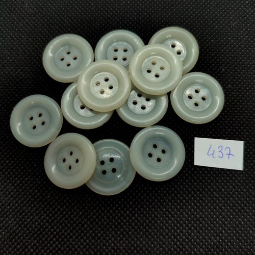 12 boutons en résine blanc cassé - 20mm - 437