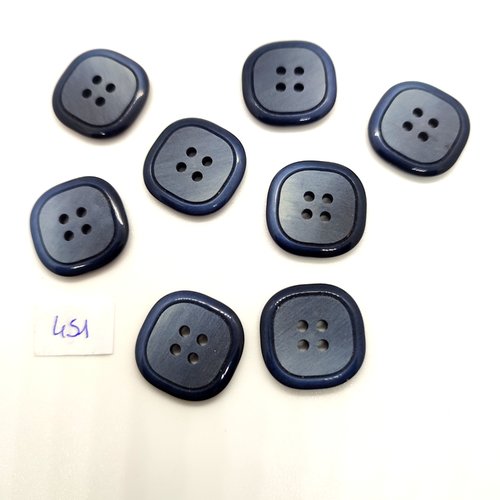 8 boutons en résine gris / bleu - 20x20mm - 451
