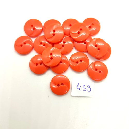 18 boutons en résine orange - 14mm - 453
