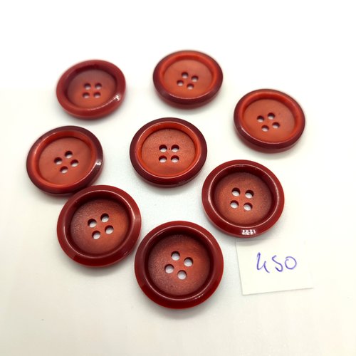 8 boutons en résine marron - 22mm - 450