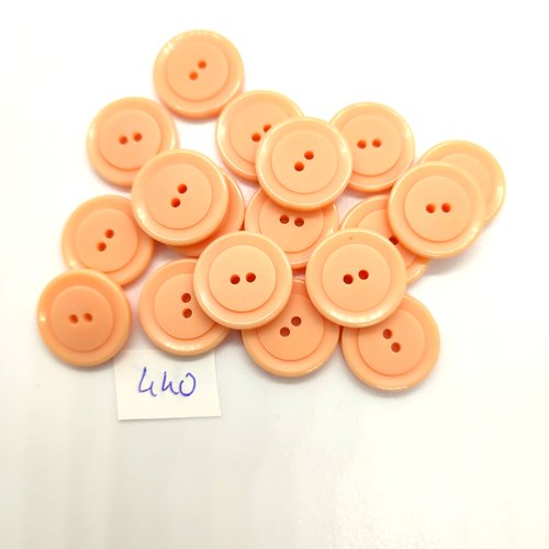 18 boutons en résine rose / orangé - 17mm - 440