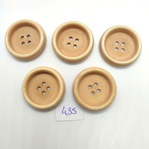 5 boutons en résine beige - 15mm - 435