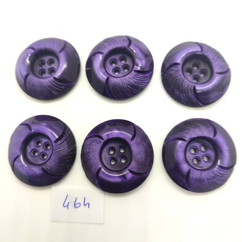 6 boutons en résine violet - 30mm - 464