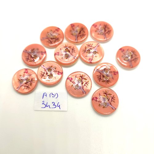 12 boutons en nacre rose - 15mm - abd3434