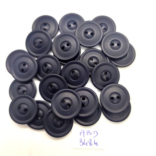 25 boutons en résine bleu foncé - 18mm - abd3484