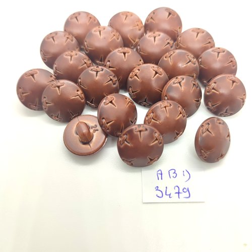 22 boutons en résine marron - 16mm - abd3479