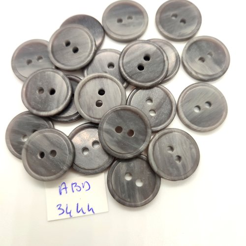 20 boutons en résine gris - 18mm - abd3444