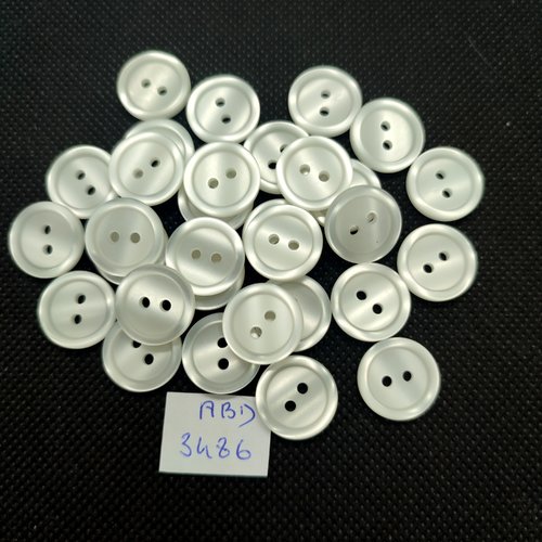 31 boutons en résine blanc - 15mm - abd3486