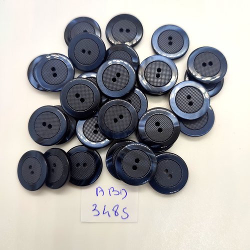 29 boutons en résine bleu foncé - 15mm - abd3485