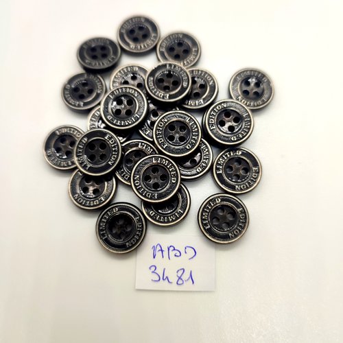 24 boutons en résine noir - 13mm - abd3481