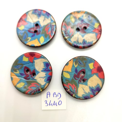 4 boutons en coco multicolore - 30mm - abd3440