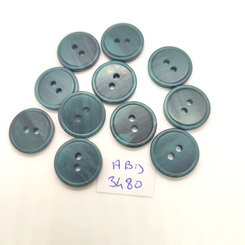 11 boutons en résine gris / bleu - 18mm - abd3480