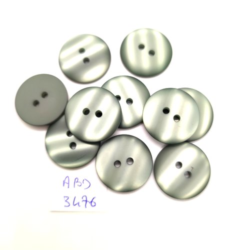 10 boutons en résine gris / bleu - 20mm - abd3476
