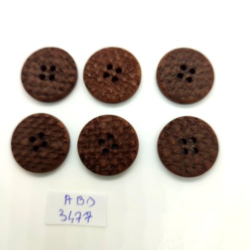 6 boutons en résine marron - 23mm - abd3477