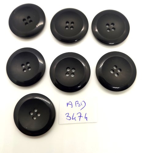 7 boutons en résine gris / noir - 22mm - abd3474
