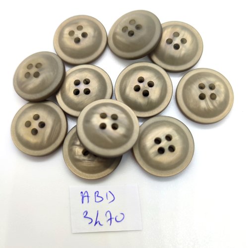 11 boutons en résine taupe - 17mm - abd3470