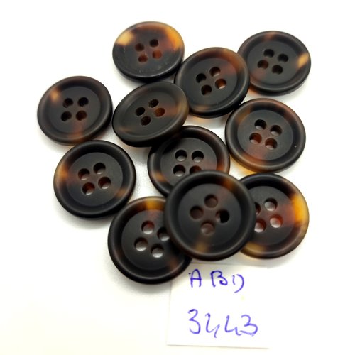 11 boutons en résine marron - 18mm - abd3443