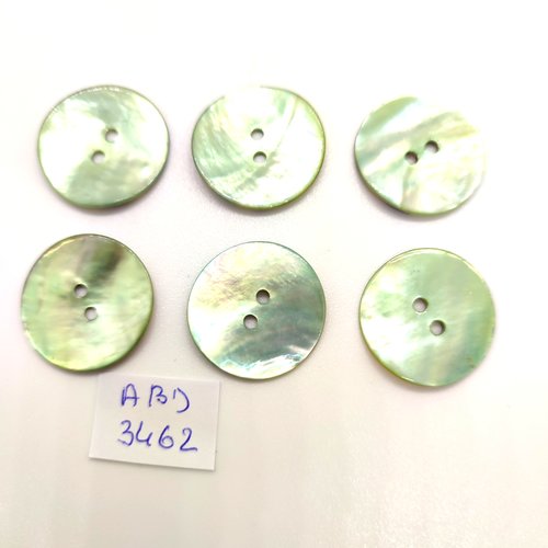 6 boutons en nacre vert clair - 23mm - abd3462