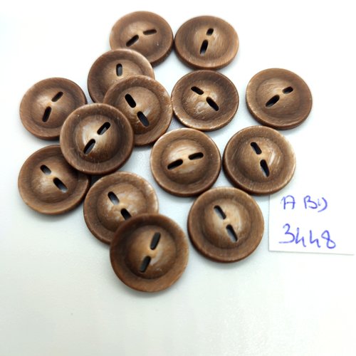 14 boutons en résine marron - 15mm - abd3448