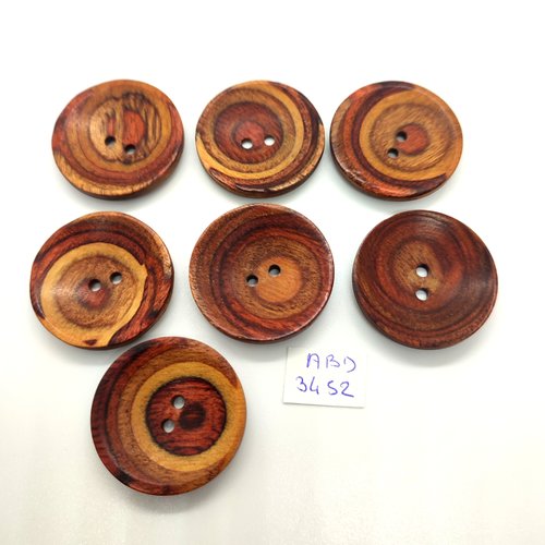 7 boutons en résine marron dégradé - 35mm - abd3452