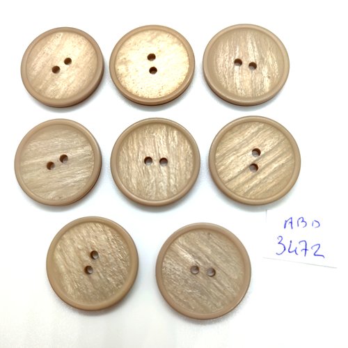 8 boutons en résine marron clair - 25mm - abd3472