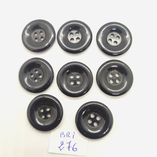 8 boutons en résine noir - 20mm - bri276