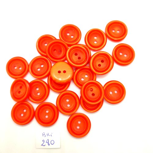 24 boutons en résine orange - 18mm - bri280