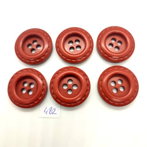 6 boutons en résine marron - 30mm - 482