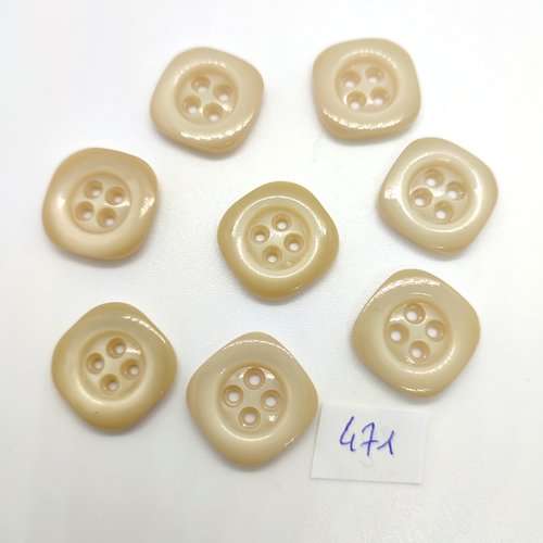 8 boutons en résine beige - 19x19mm - 471