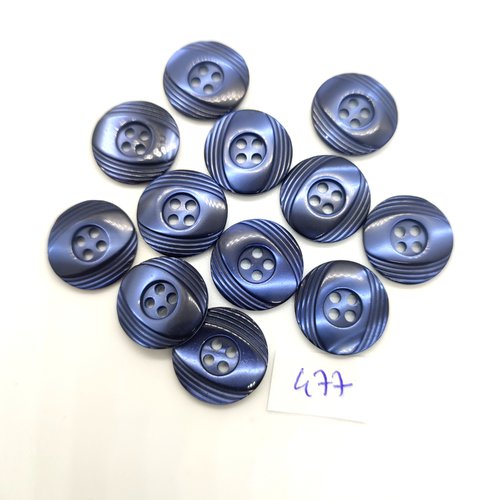 12 boutons en résine bleu foncé - 18mm - 477