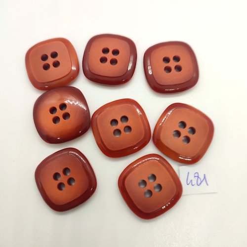 8 boutons en résine marron - 23mm - 481