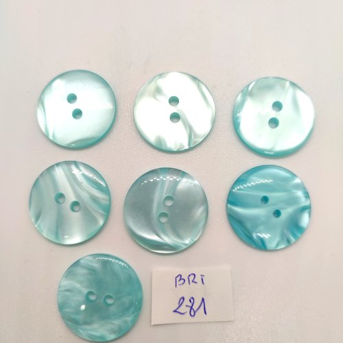 7 boutons en résine bleu clair - 22mm - bri281