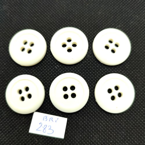 6 boutons en résine blanc cassé - 23mm - bri283